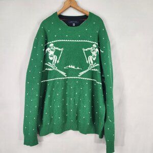 Tommy Hilfiger Skier Sweater Men's XXL Green Lux Cotton Vacation Travel Comfy